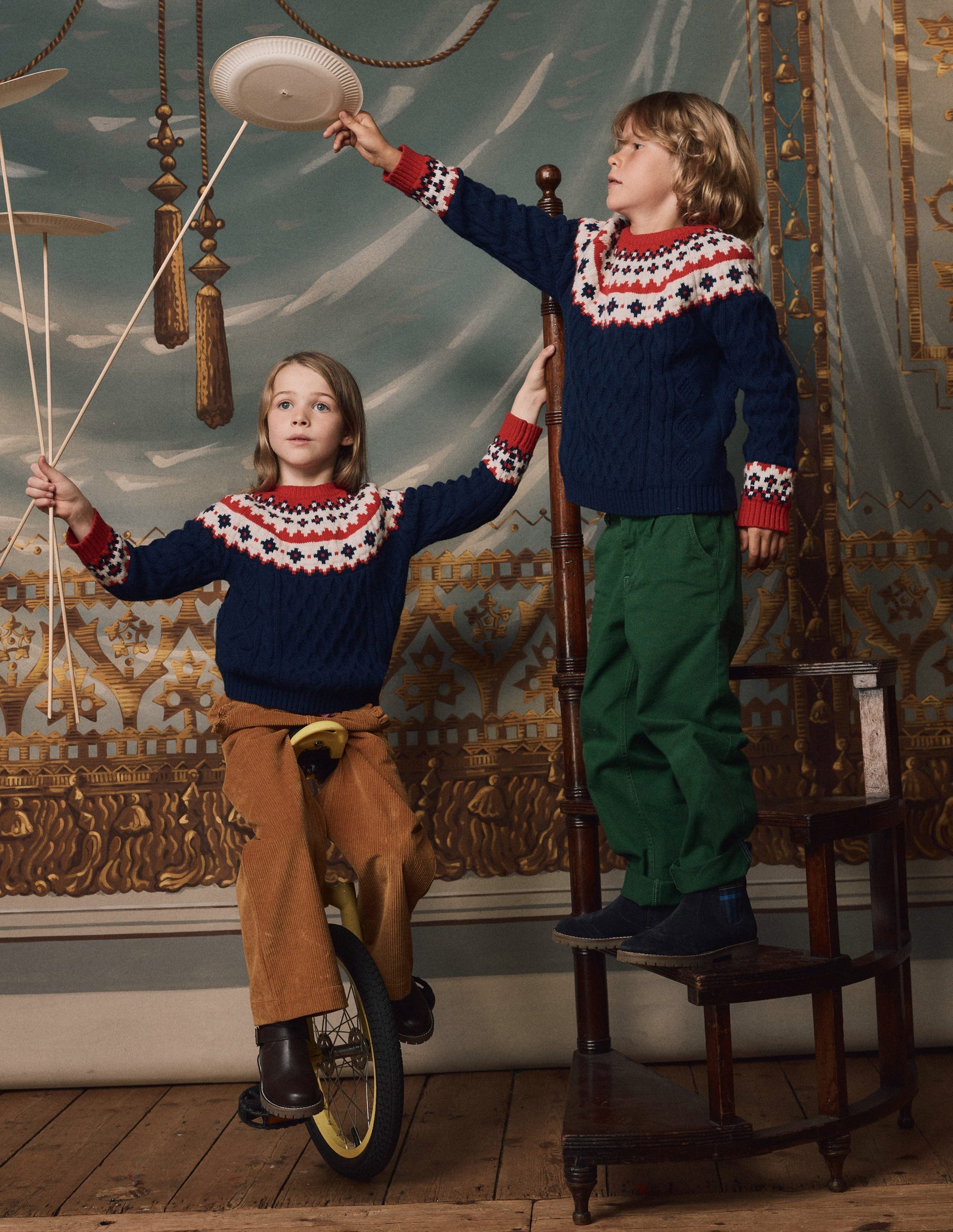 Cable Fair Isle Sweater-Medieval Blue-4