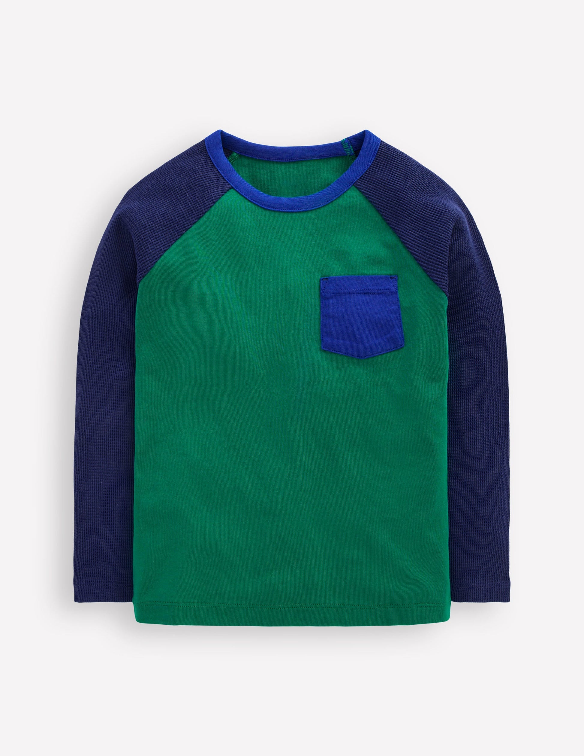Waffle Mix Raglan-Alpine Green colourblock-1