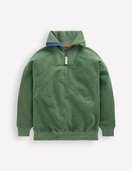 Half-Zip Sweatshirt-Green Marl