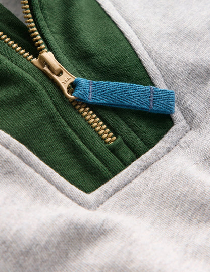 Half-Zip Sweatshirt-Grey Marl Colourblock-8