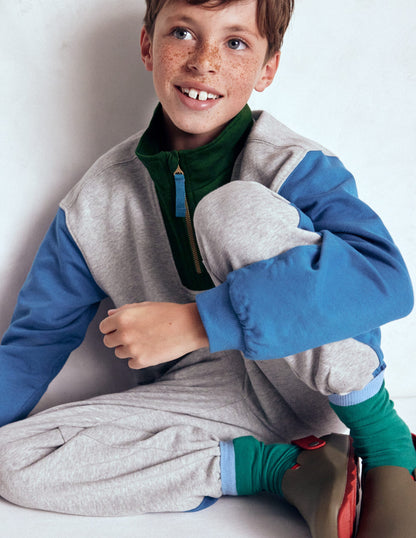 Half-Zip Sweatshirt-Grey Marl Colourblock-3
