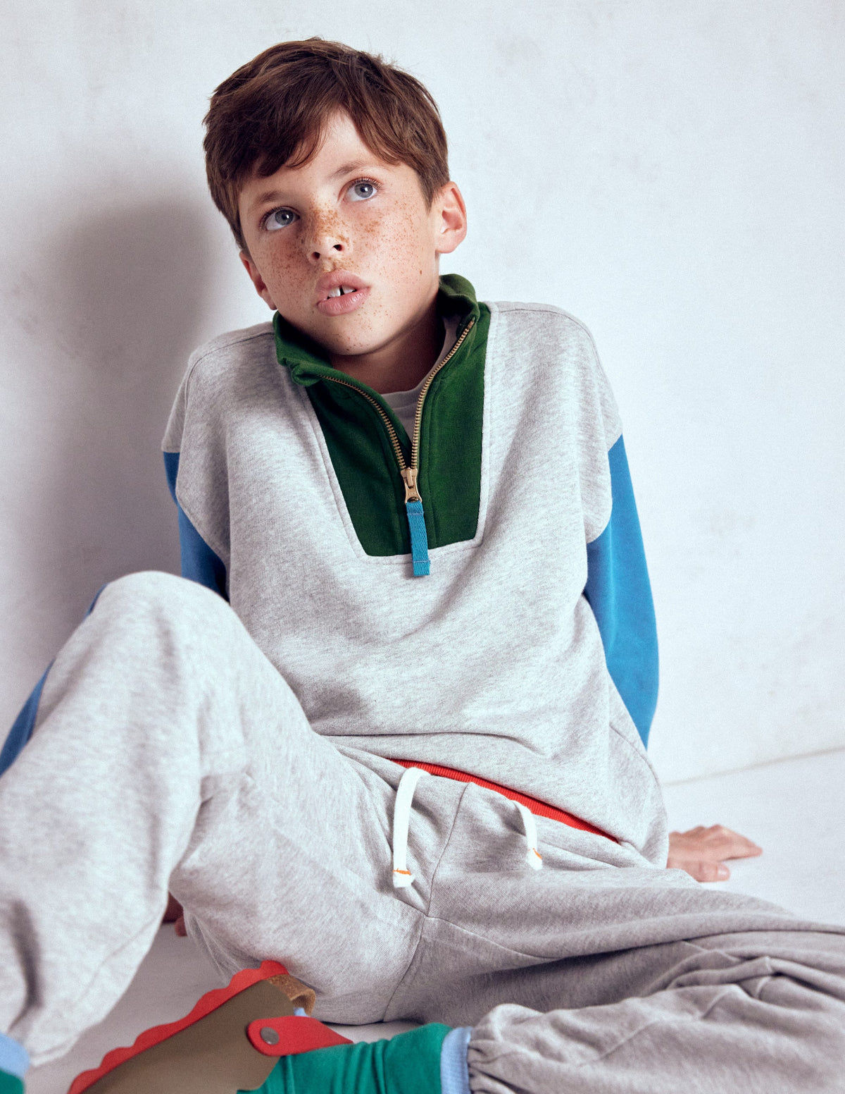 Half-Zip Sweatshirt-Grey Marl Colourblock - Image 4