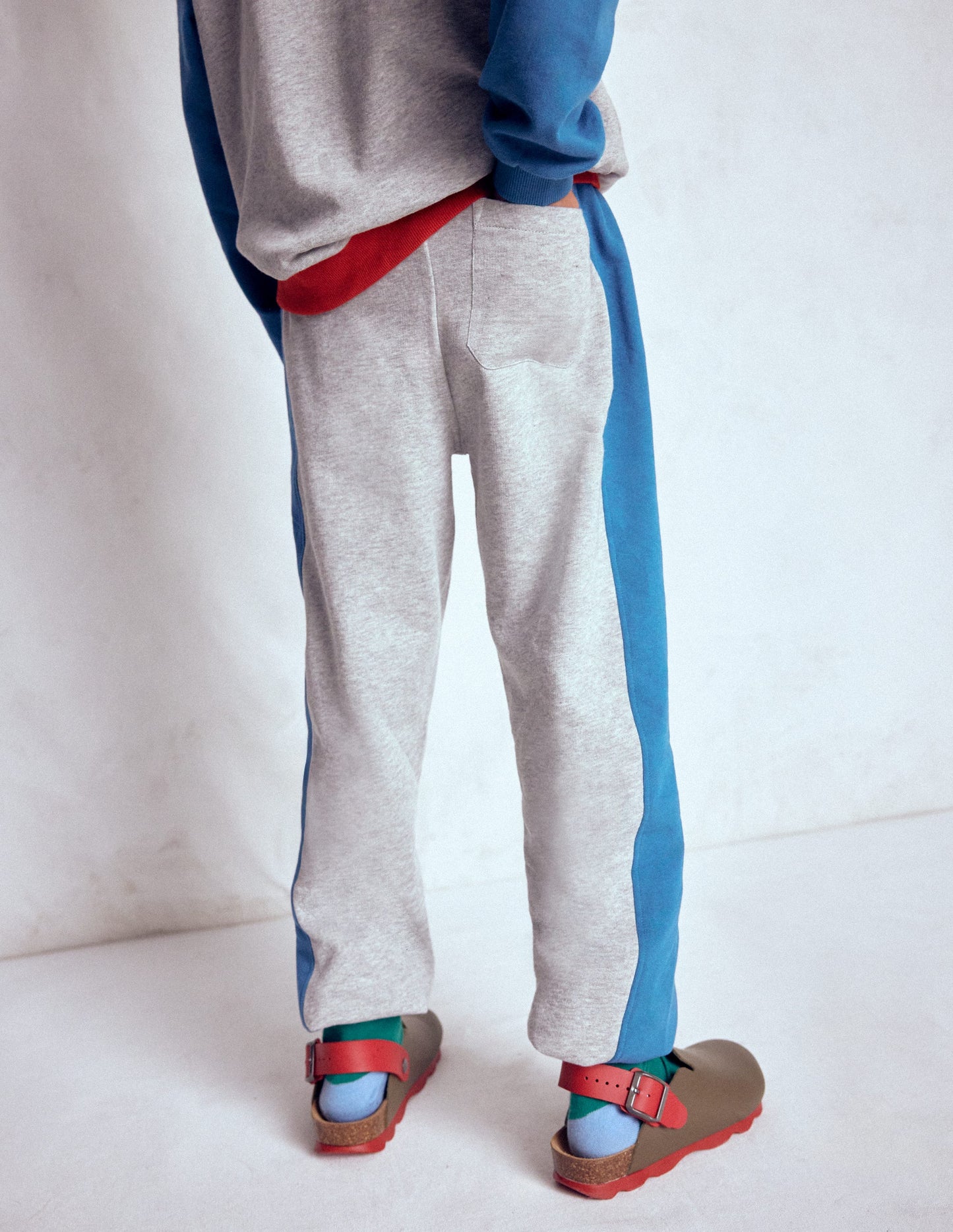 Colourblock Cuffed Joggers-Grey Colourblock