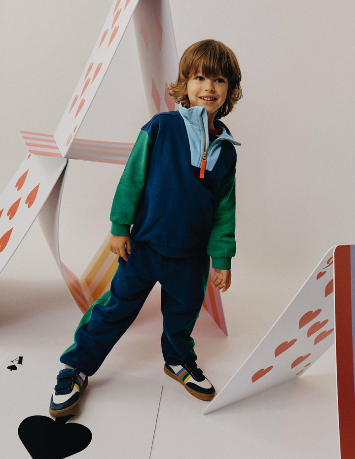 Colourblock Cuffed Joggers-Medieval blue Colourblock