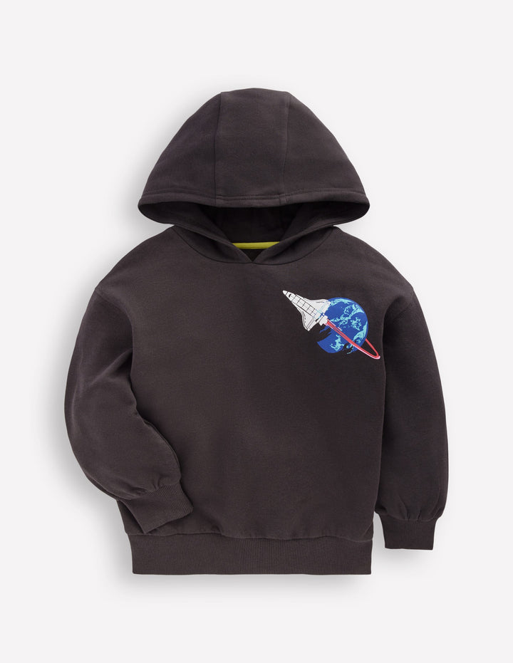 Front and Back Hoodie-Charcoal Space