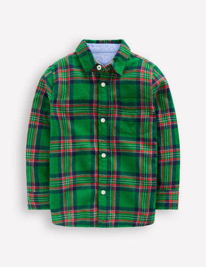 Cosy Cotton Check Shirt-Green Check-1