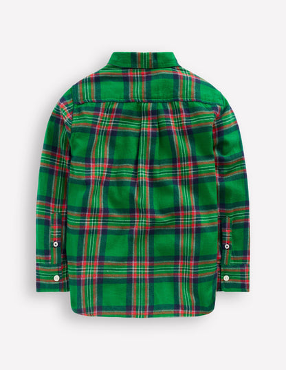 Cosy Cotton Check Shirt-Green Check-2