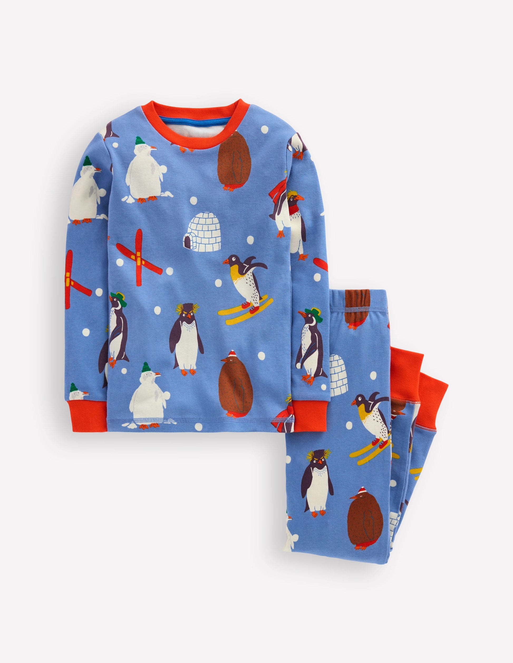 Snug Glow-in-the-dark Pajamas-Blue Penguins-1