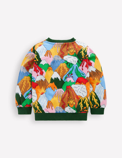 Everyday Printed Sweatshirt-Multi Volcanoes-3