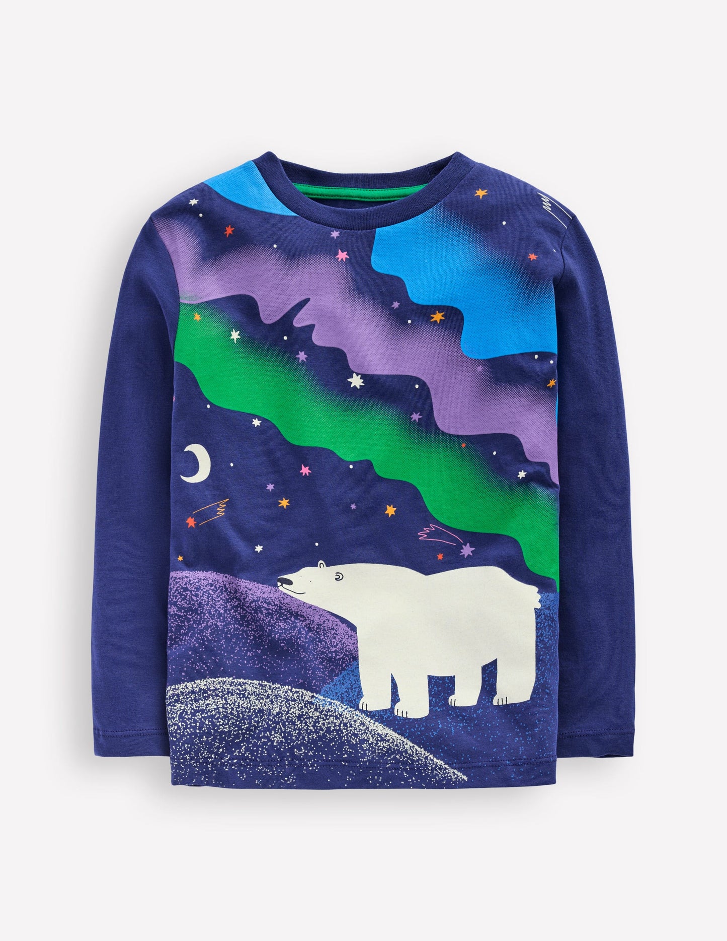 Long Sleeve Glow T-shirt-Twilight Blue Northern Lights