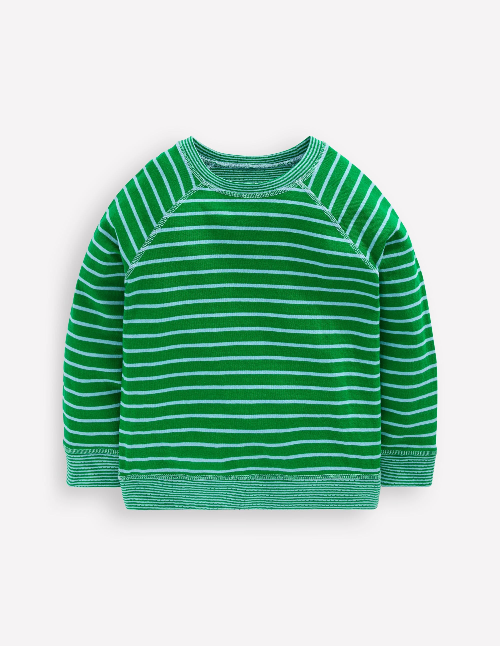 Reversible Long Sleeve T-Shirt-GREEN TAMBOURINE / BLUE - Image 1