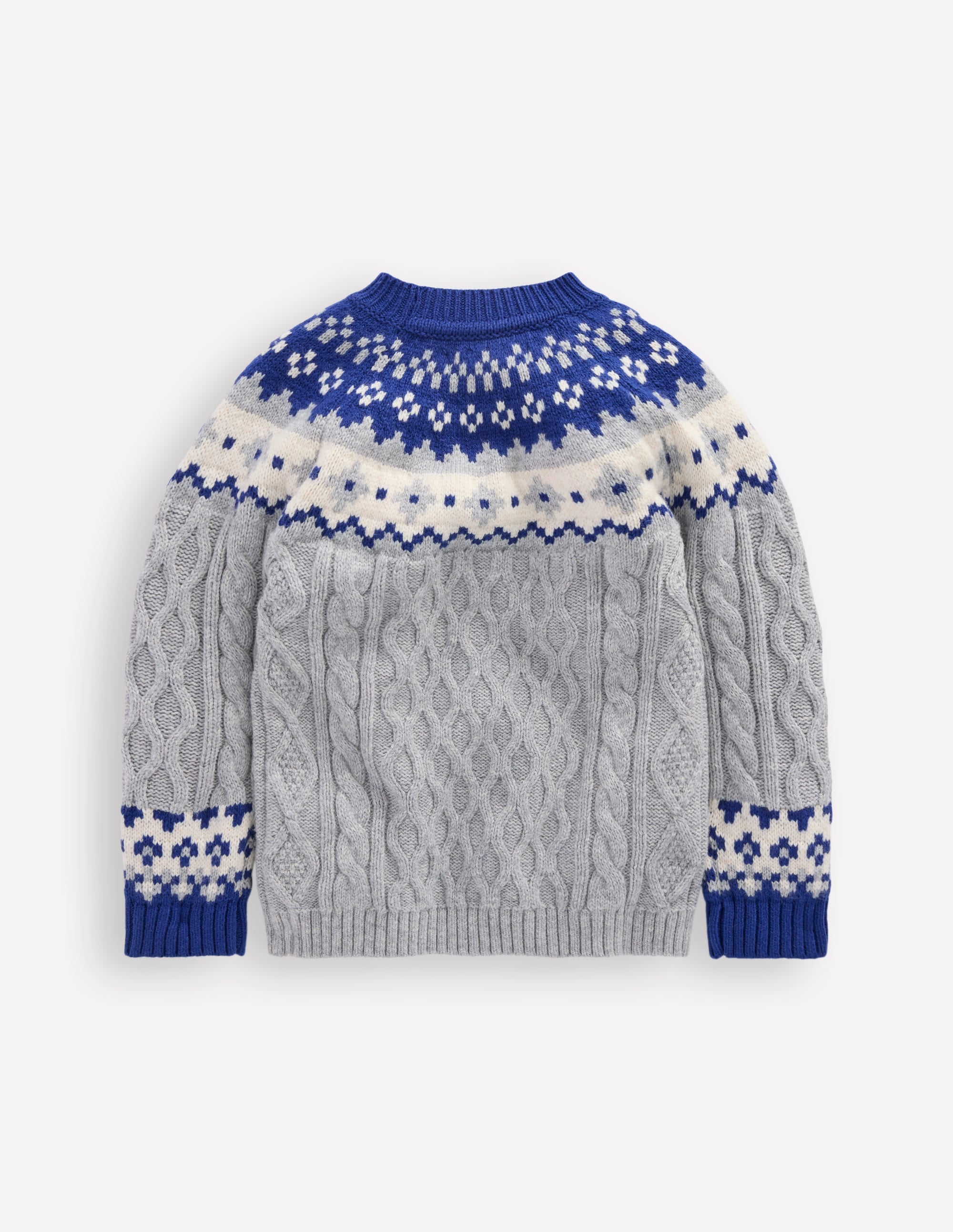 Cable Fair Isle Sweater-Grey Marl - Image 5