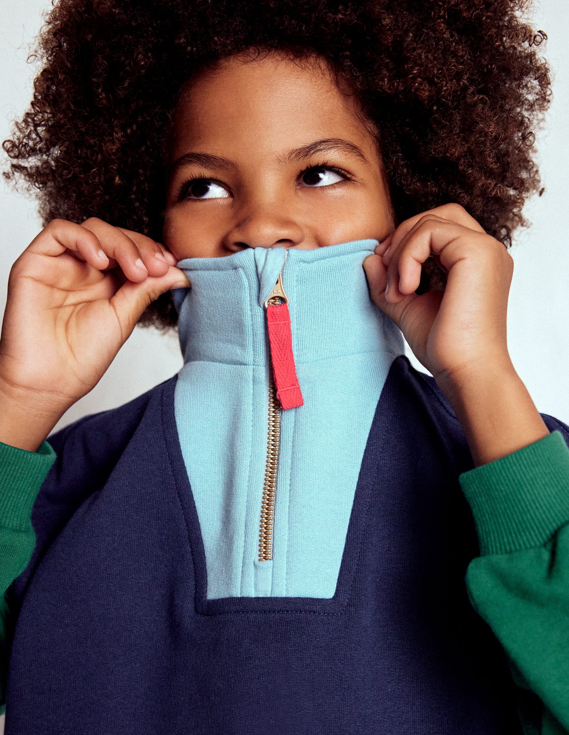 Half-Zip Sweatshirt-Medieval blue Colourblock-2