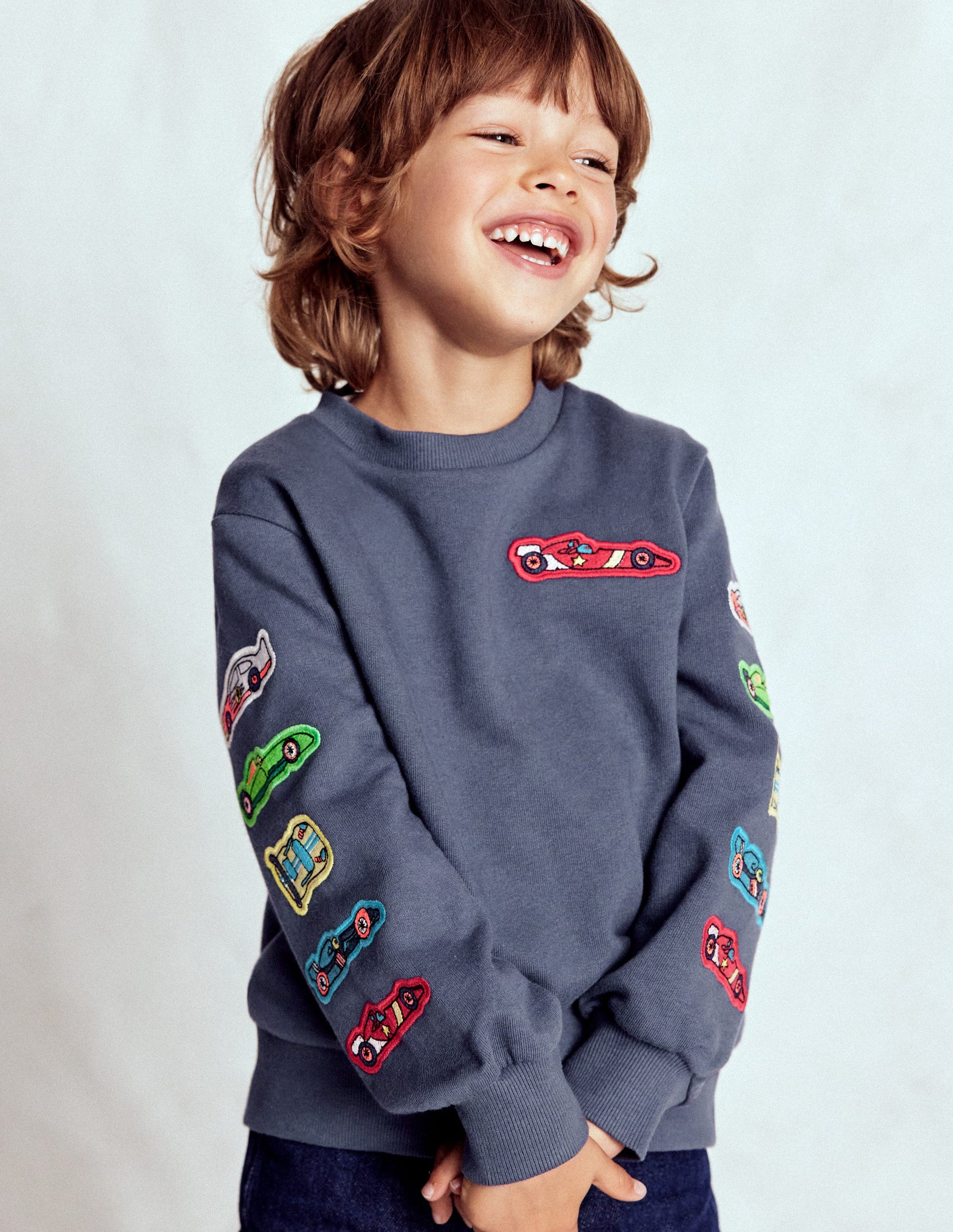 Applique Sweatshirt-Vintage Indigo Cars-3