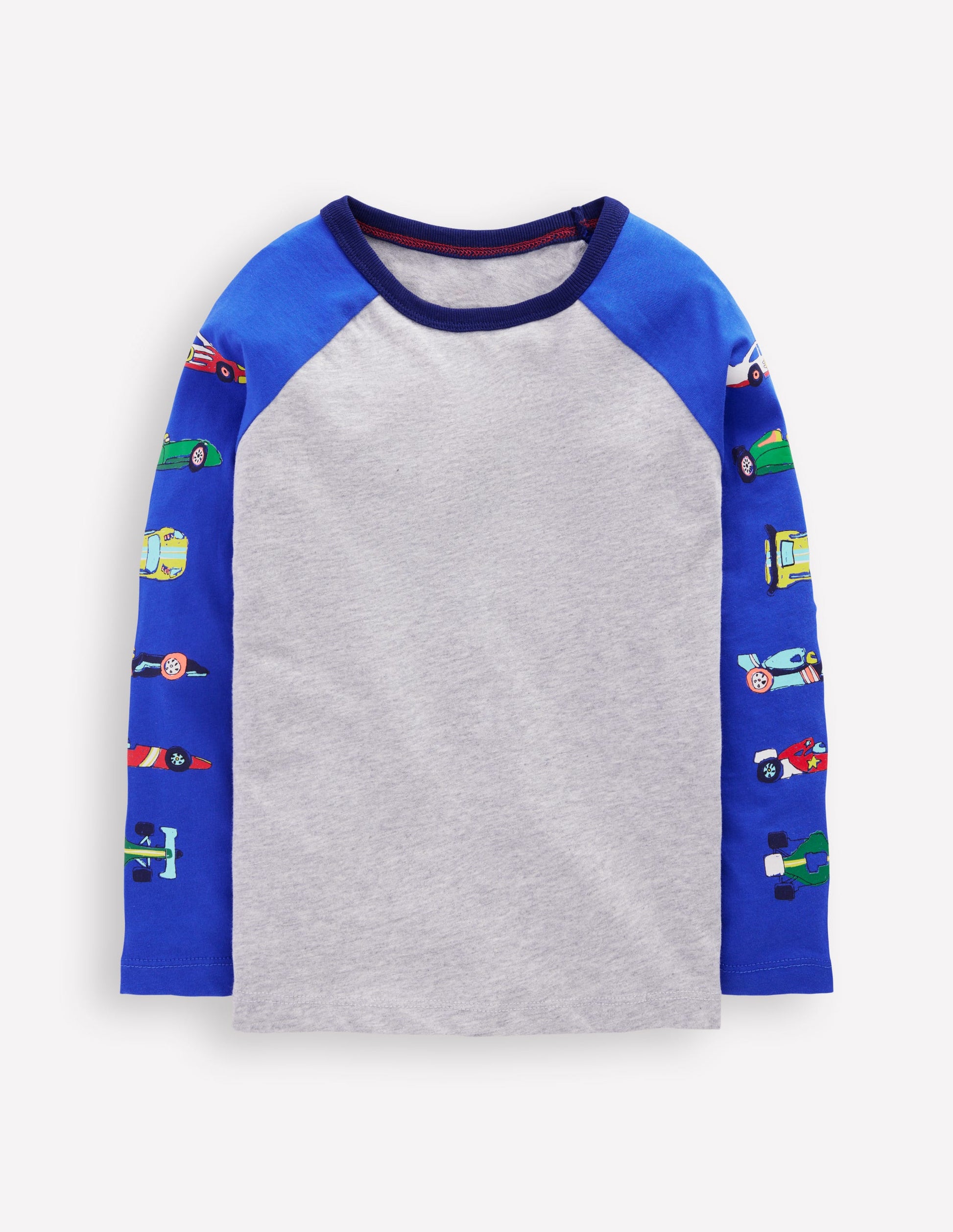 Printed Sleeve Raglan T-shirt-Racing Cars-1