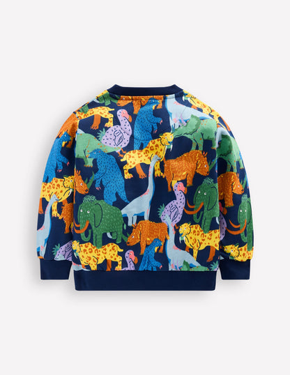 Everyday Printed Sweatshirt-Prehistoric Animals-2