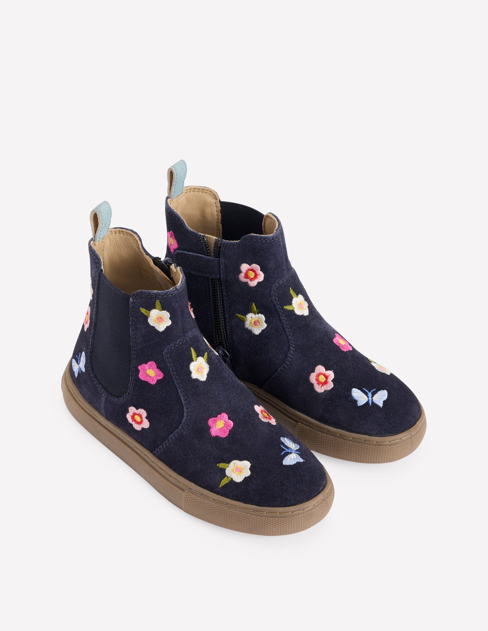 Embroidered Ankle Boots-Navy Floral Embroidery-2