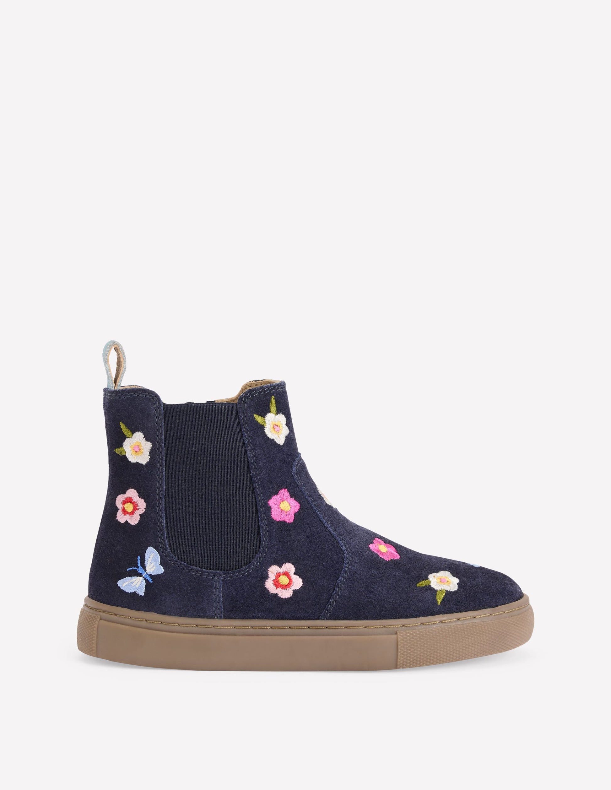 Embroidered Ankle Boots-Navy Floral Embroidery-1