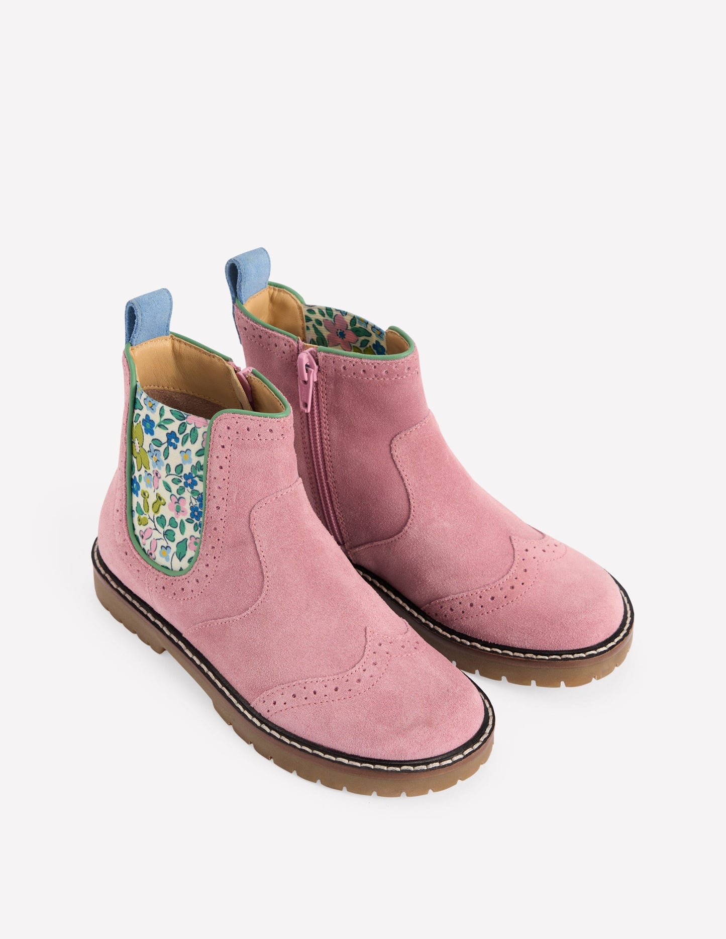Leather Chelsea Boots-Pink Floral