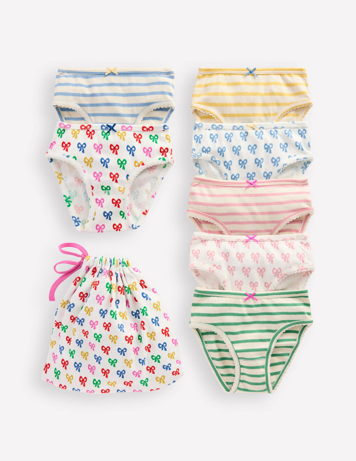 7-Pack Underwear-Multi Bow/Stripe