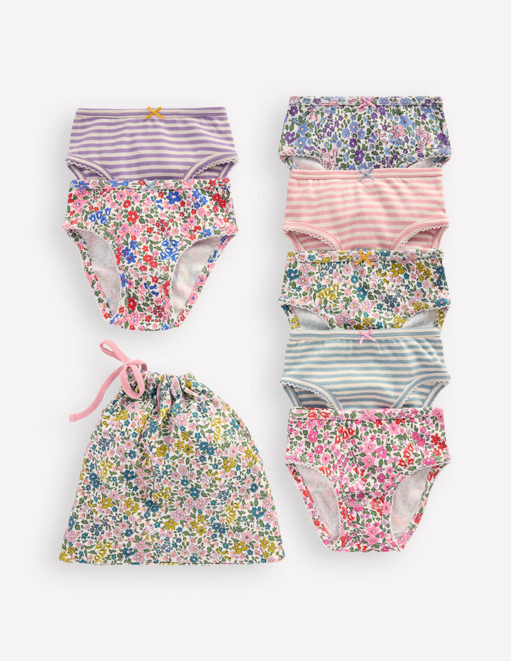7-Pack Underwear-Multi Floral/Stripe