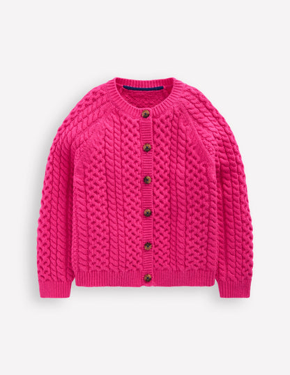 Heritage Cable Cardigan-Raspberry Pink-1