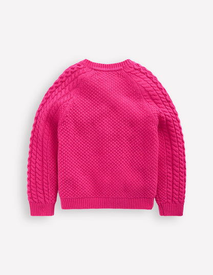 Heritage Cable Cardigan-Raspberry Pink-2