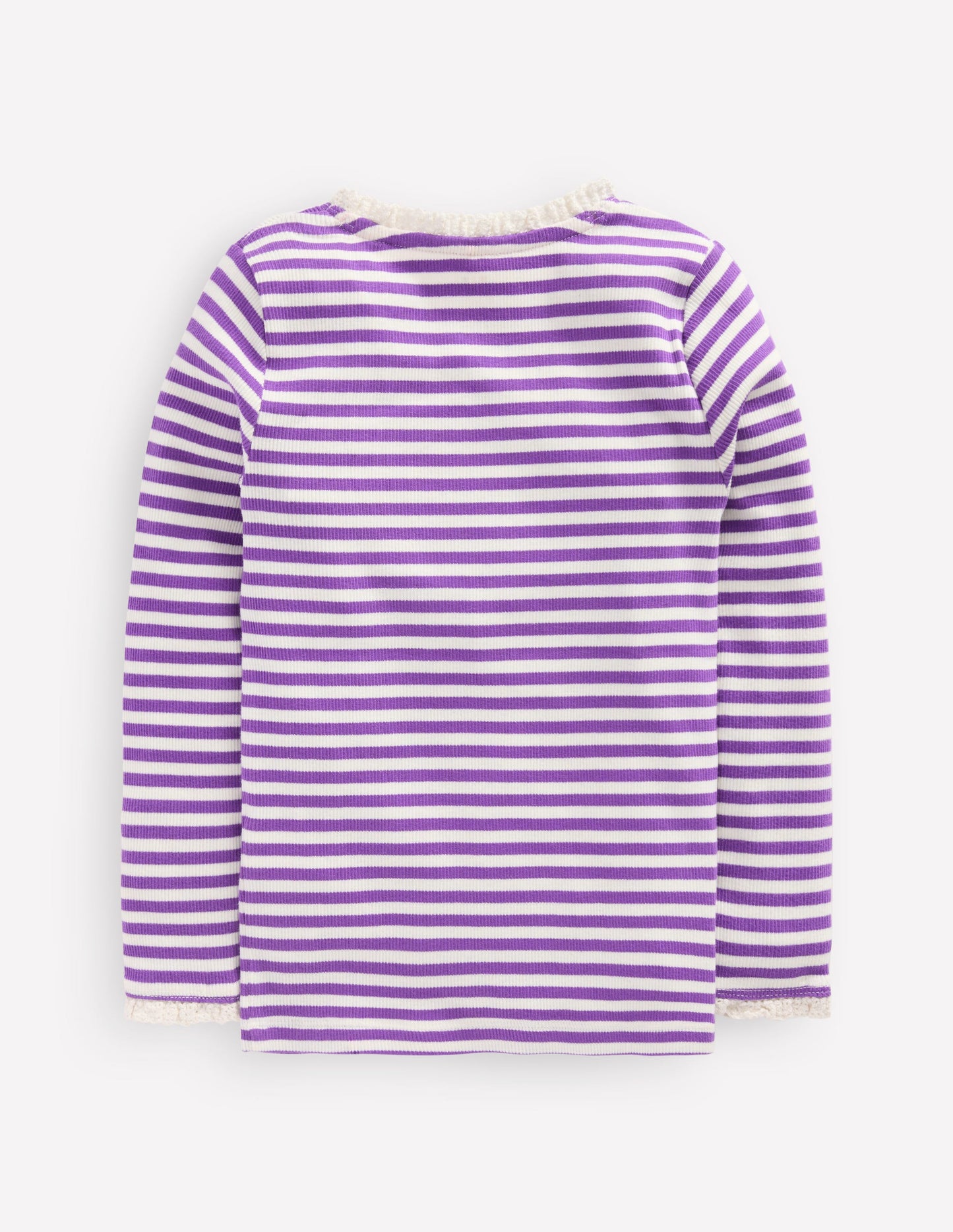 Ribbed Long Sleeve T-shirt-Purple Topaz Stripe