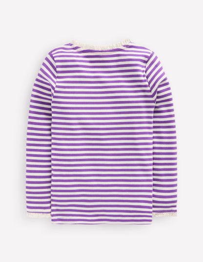 Ribbed Long Sleeve T-shirt-Purple Topaz Stripe-2