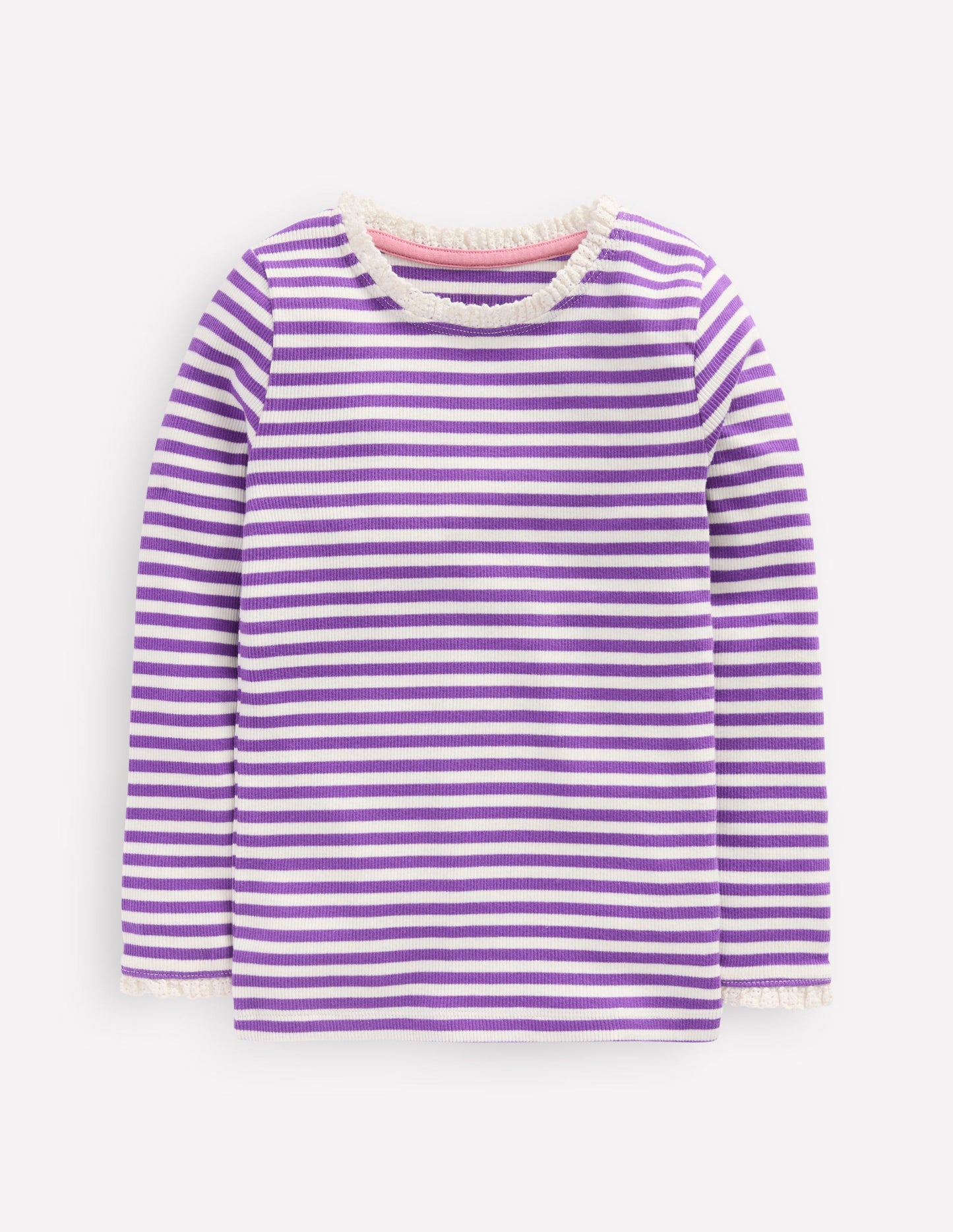 Ribbed Long Sleeve T-shirt-Purple Topaz Stripe