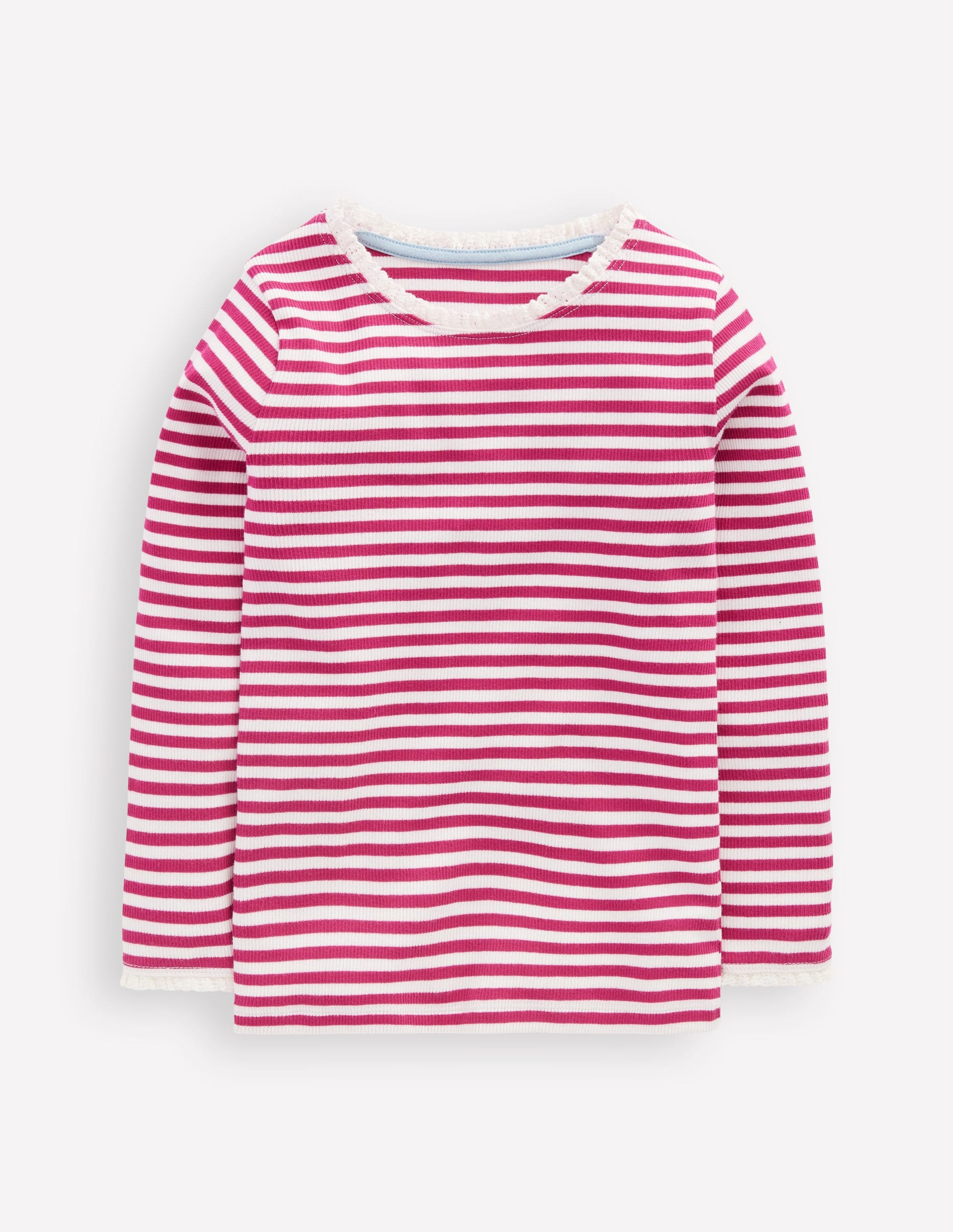 Ribbed Long Sleeve T-shirt-Cherry Jam/Soft Ivory Stripe-1