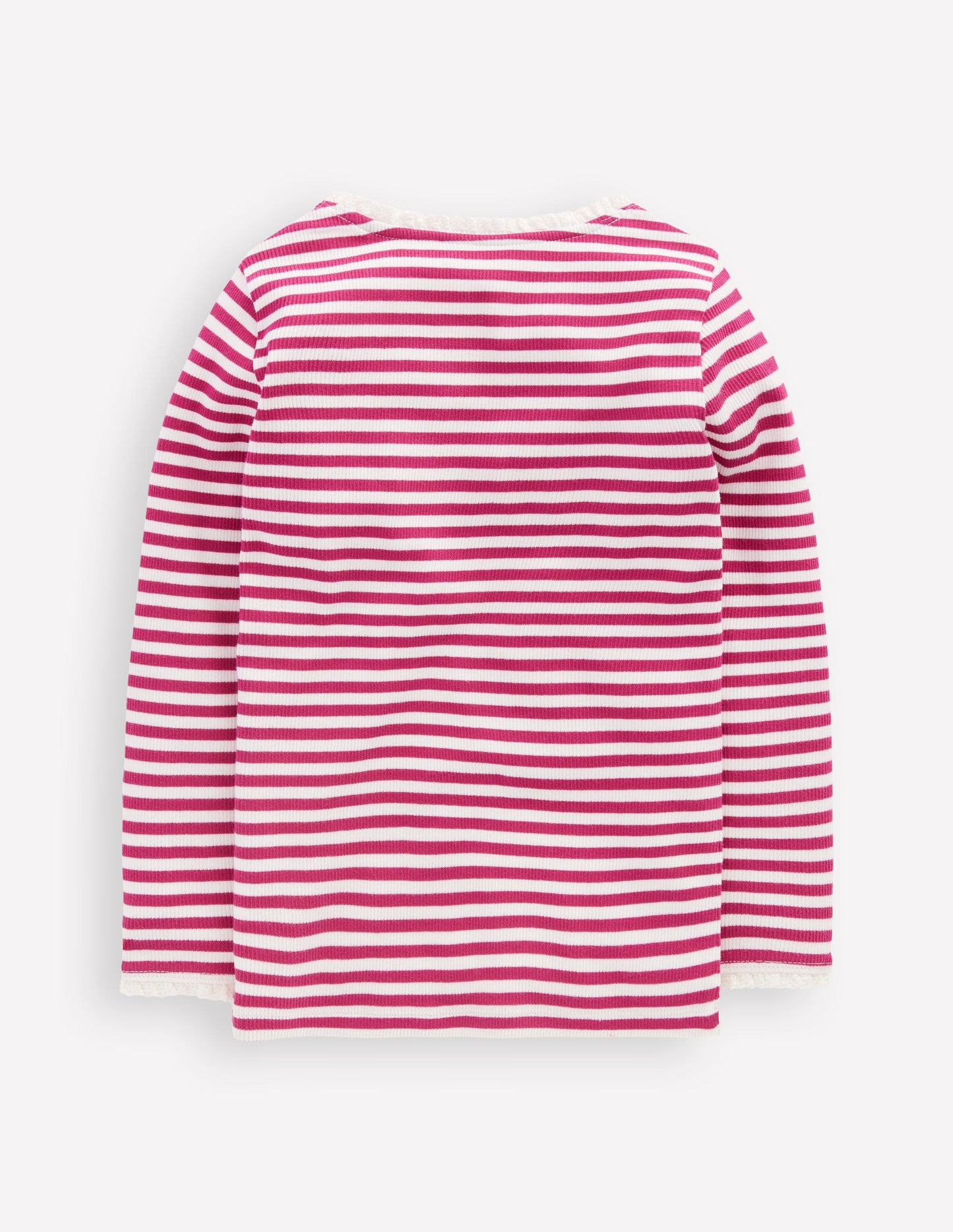 Ribbed Long Sleeve T-shirt-Cherry Jam/Soft Ivory Stripe