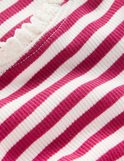 Ribbed Long Sleeve T-shirt-Cherry Jam/Soft Ivory Stripe-3