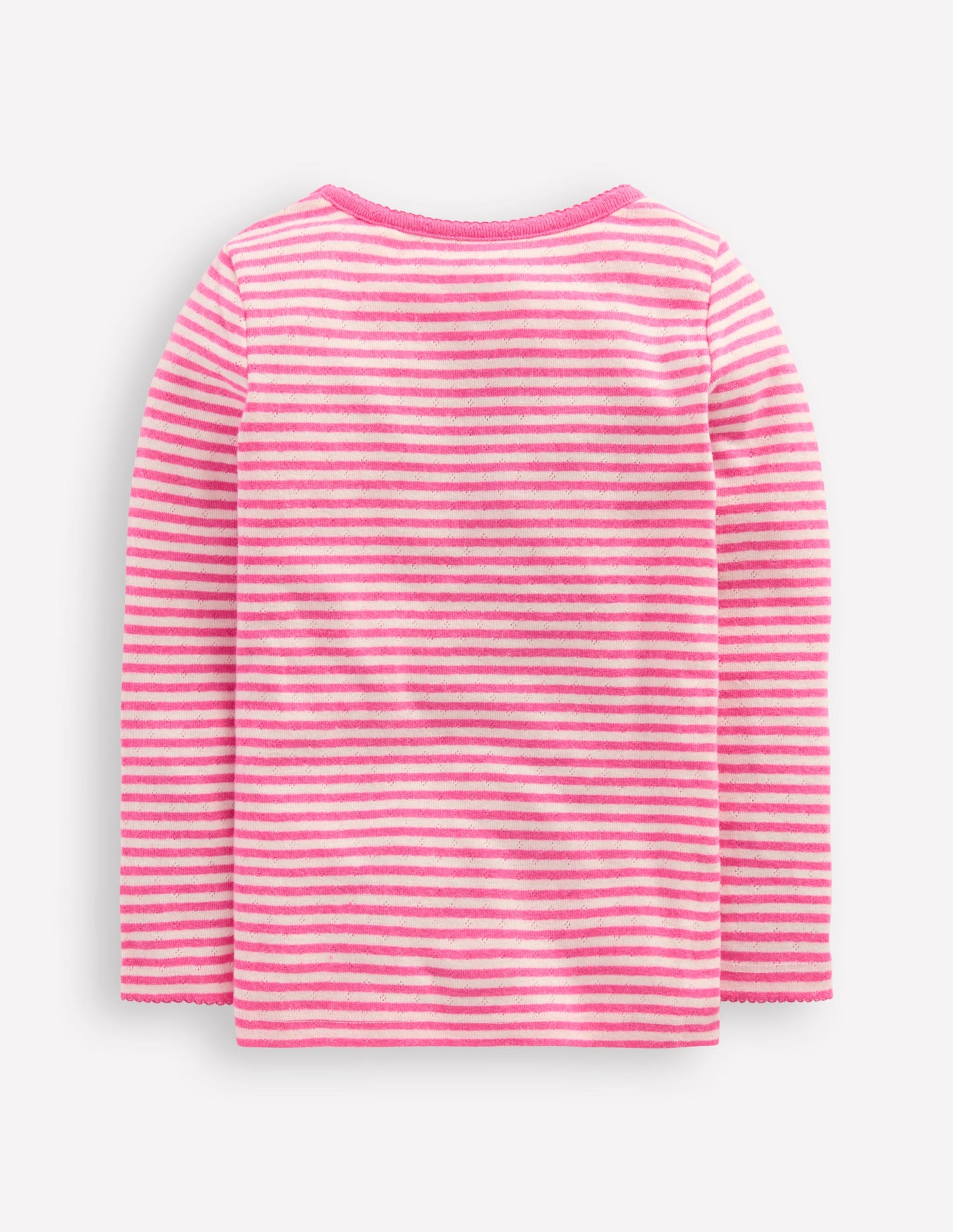 Long Sleeve Pointelle Top-Sorbet Pink Stripe