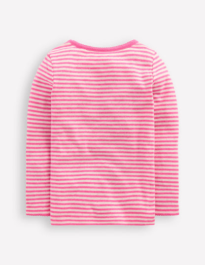 Long Sleeve Pointelle Top-Sorbet Pink Stripe-2