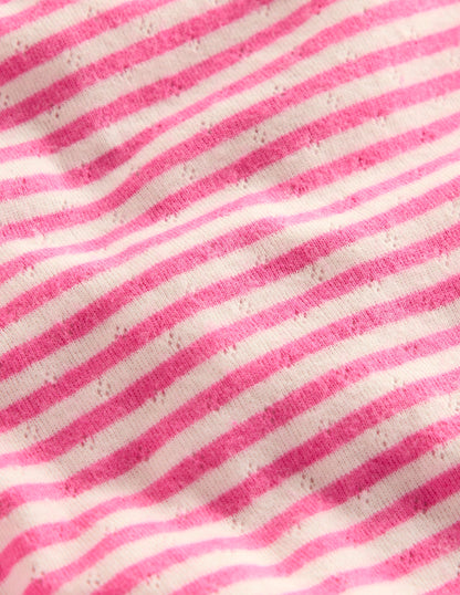 Long Sleeve Pointelle Top-Sorbet Pink Stripe-3