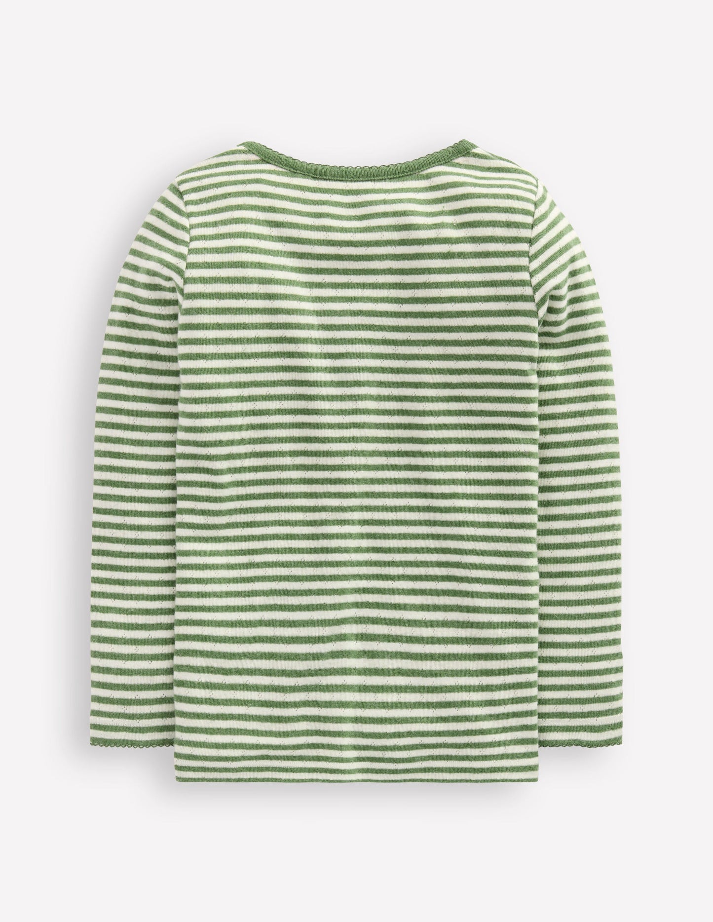 Long Sleeve Pointelle Top-Safari Green Stripe