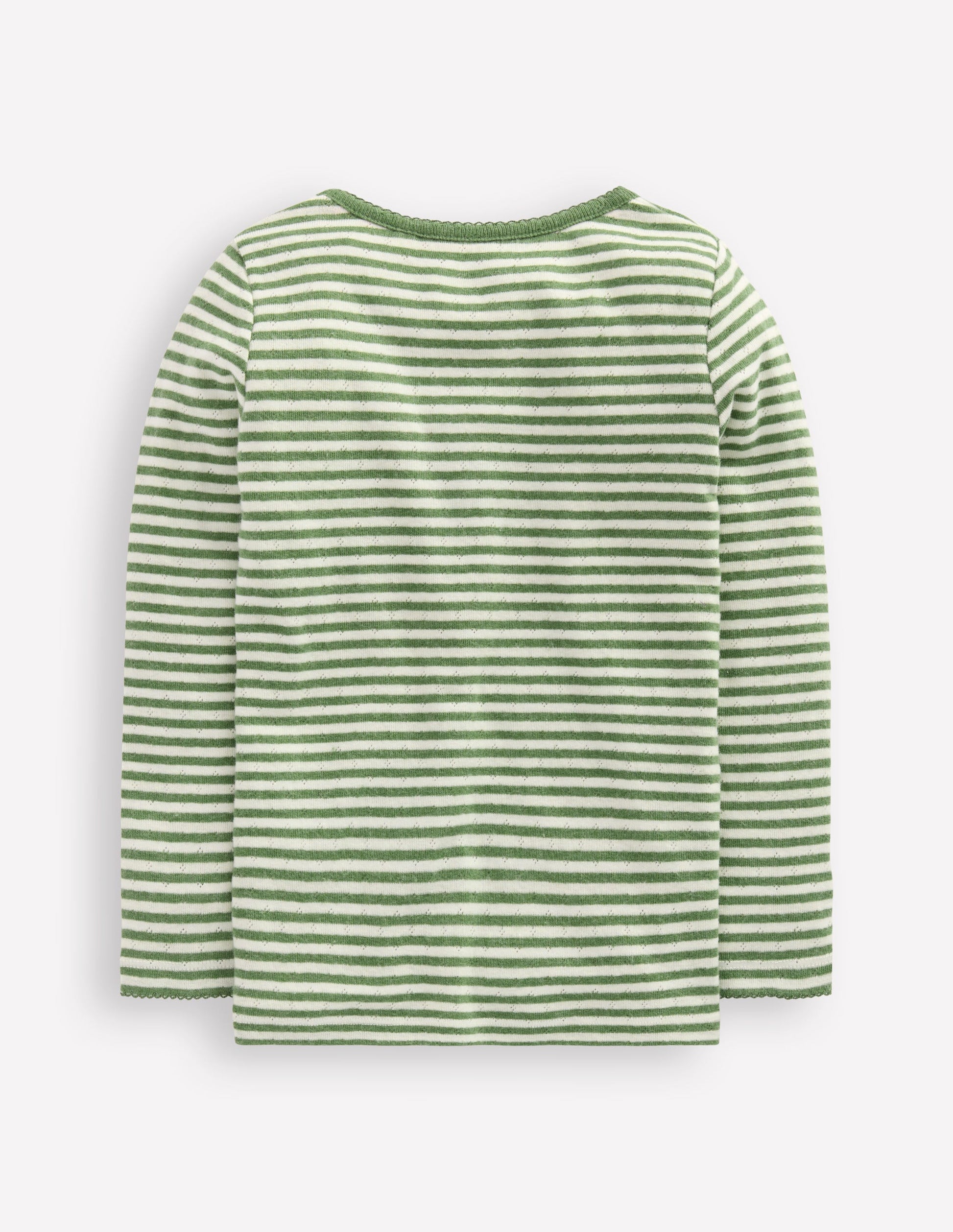 Long Sleeve Pointelle Top-Safari Green Stripe-2