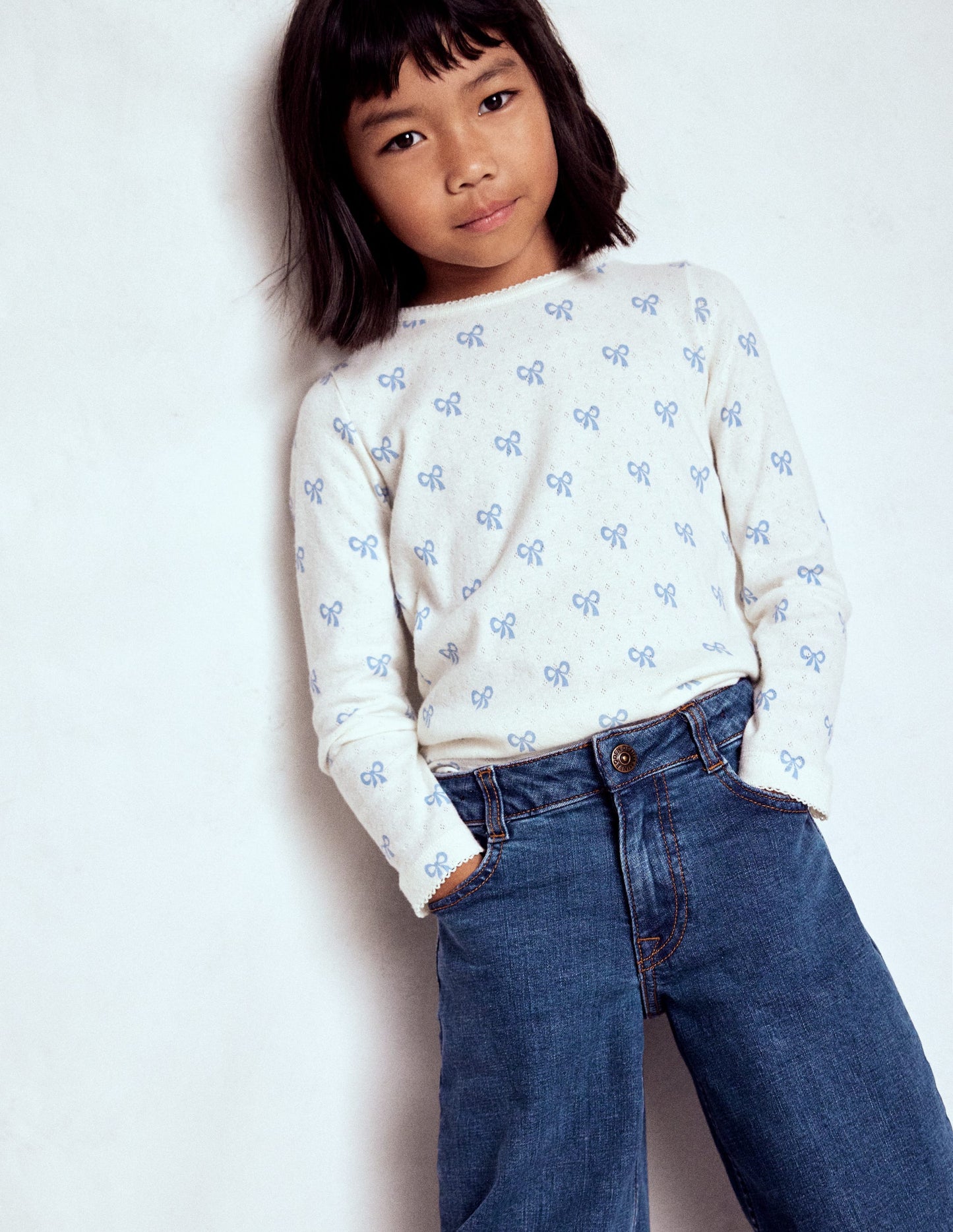 Long Sleeve Pointelle Top-Tiny Bows