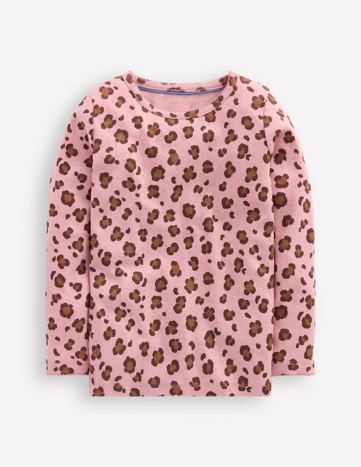Long Sleeve Pointelle Top-Vintage Pink Leopard