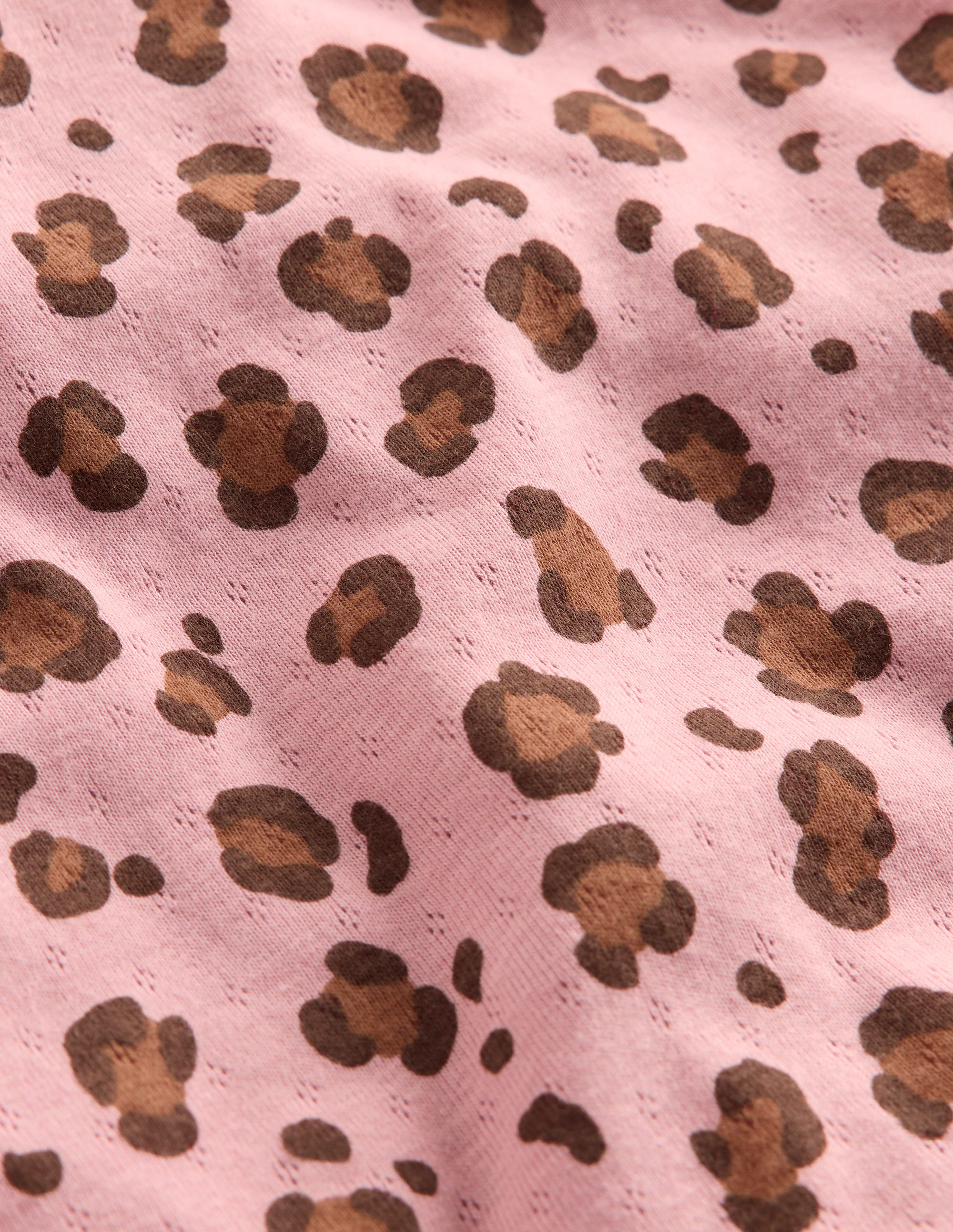 Long Sleeve Pointelle Top - Vintage Pink Leopard | Boden USA