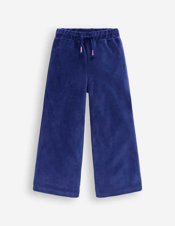 Heart Pocket Velour Sweatpants-Starboard Blue