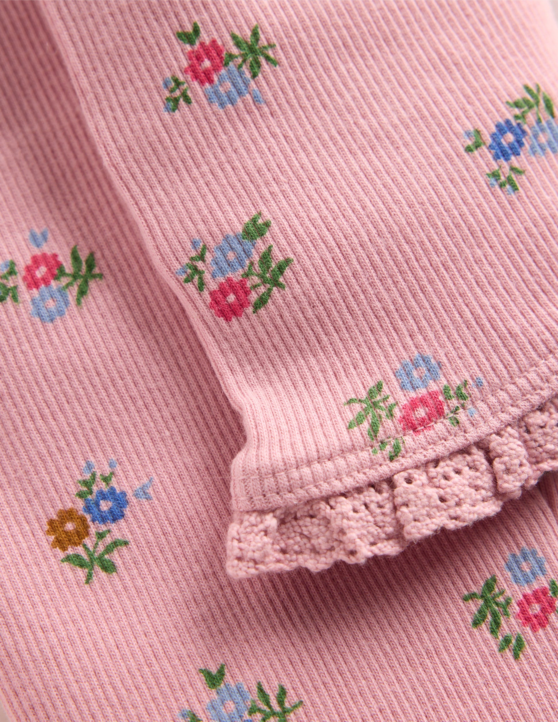 Ribbed Leggings-Chalk Pink Daisy-3