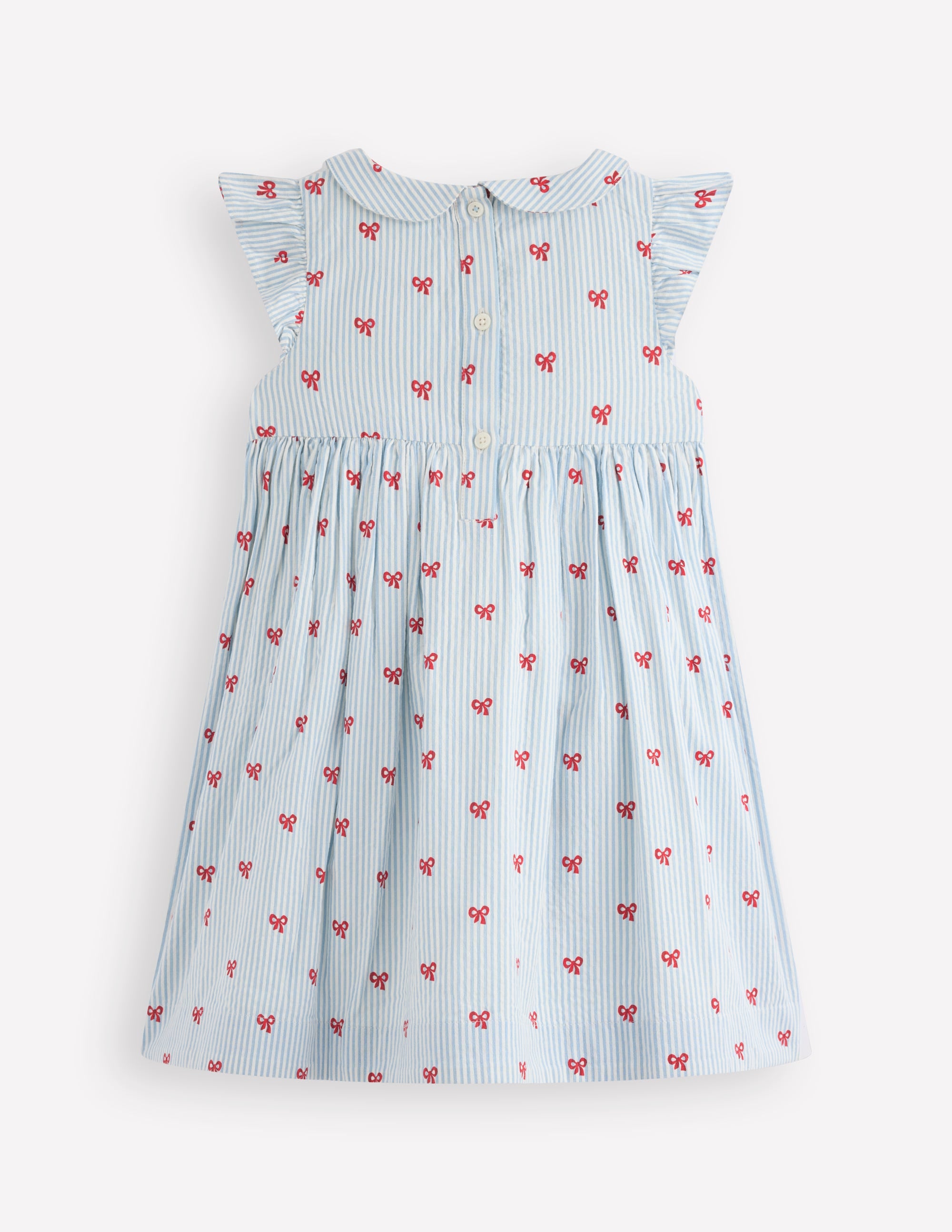 Adeline Smocked Dress-Glacier Blue Spaced Tiny Bows - Image 2