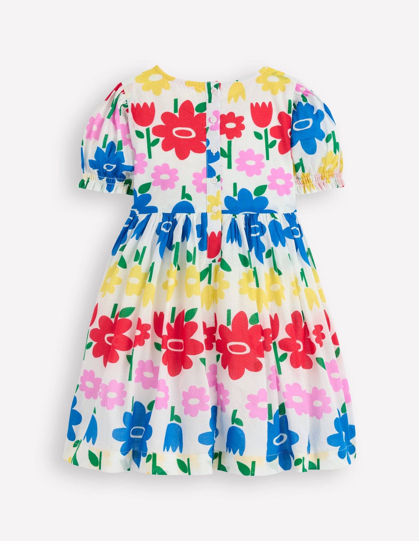 Madeline Woven Dress-Multi Rainbow Flower