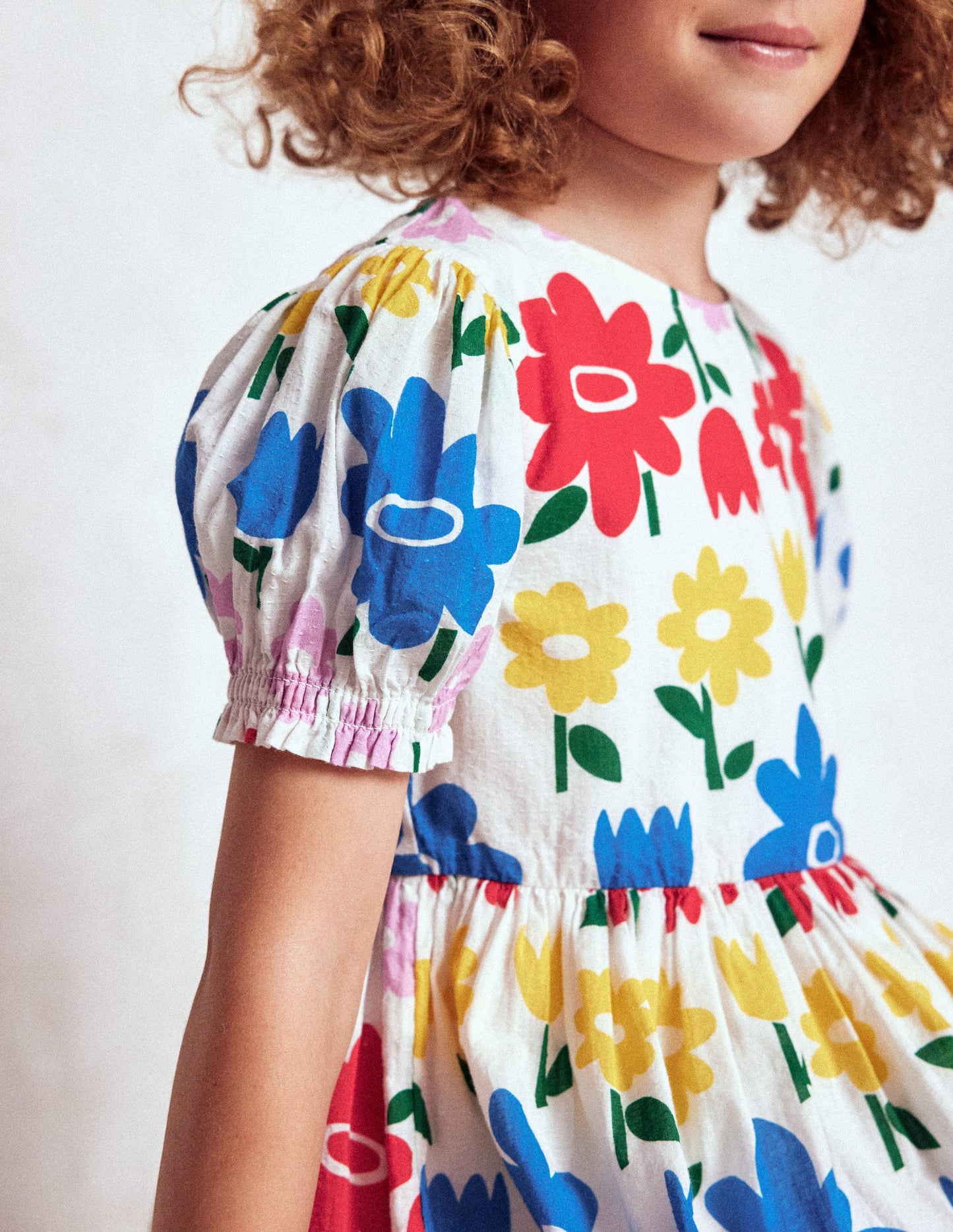 Madeline Woven Dress-Multi Rainbow Flower