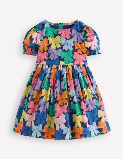 Madeline Woven Dress-Multi Rainbow Bows-1