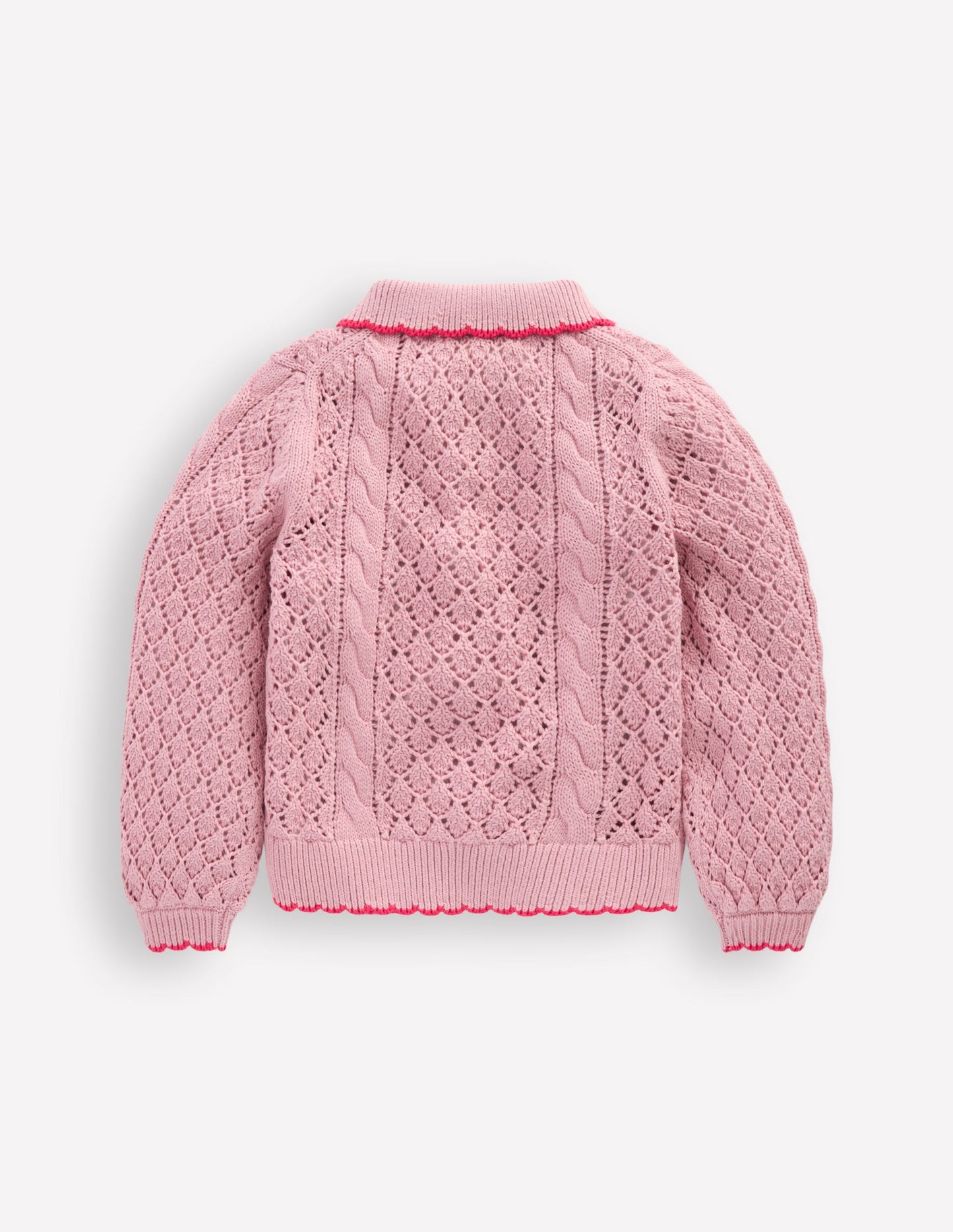 Cotton Embroidered Cardigan-Vintage Pink