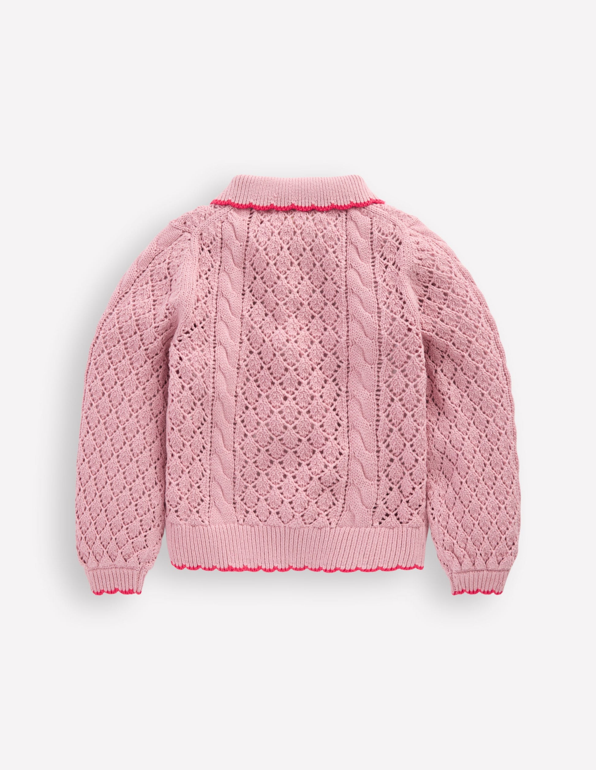 Cotton Embroidered Cardigan-Vintage Pink-2