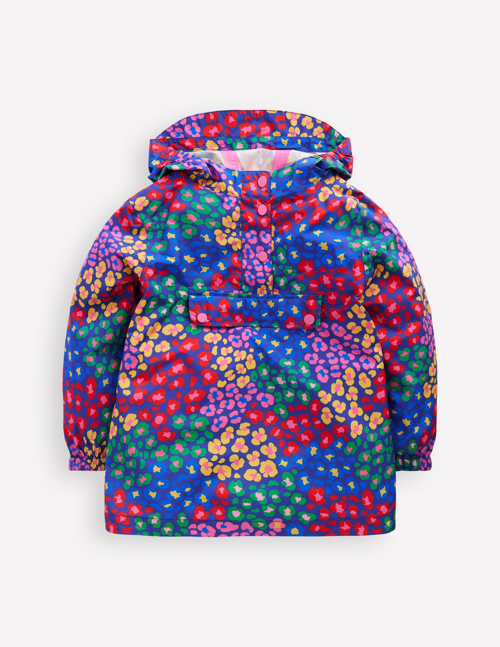 Waterproof Pack-away Jacket-Bright Blue Multi Leopard-1